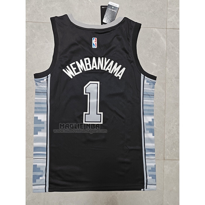 Maglia
 Victor Wembanyama NO 1 San Antonio Spurs Statement 2022-23 Nero
